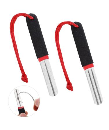 Prasacco 2 pieces of fish hook sharpener fishing hook grinding stone double-sided fishing hook sharpener portable grinding tool for fishing with handle and hanging for outdoor fishing (red) - Buy Online on GoSupps.com