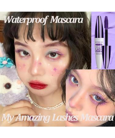5D Waterproof Purple Mascara for Long Lasting & Thick Lashes - Smudge-Proof Fiber Mascara for Natural Length & Durable Curl - Perfect for Halloween & Christmas Stage Looks - Buy Online on GoSupps.com