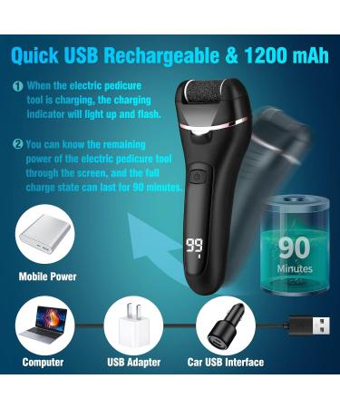 Yooikeey Electric Foot Callus Remover - 16 in 1 Pedicure Kit for Dead Skin & Cracked Heels | 2 Speed Electric Foot Scrubber with 3 Roller Heads - International Shipping - Buy Online on GoSupps.com