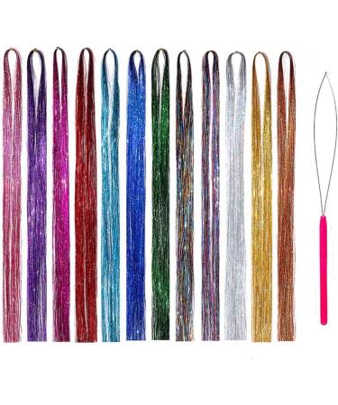Junguluy Hair Extension Colored Wire Hair Extension Wire Tinsel Set Heat Fairy Hair Tinsel Set with Tools - Buy Online on GoSupps.com