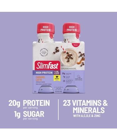 SlimFast Advanced Energy Caramel Latte Shake 4ct, 20g Protein, 11 fl oz - Pack of 4 - Buy Online on GoSupps.com