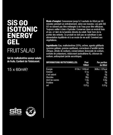 Science in Sport GO Isotonic Energy Gel 15 x 60ml Fruit Salad Vegan - Isotonic Formulation with 22g of Carbohydrates Good Source of Energy Alternative to Isotonic Drinks - Buy Online on GoSupps.com