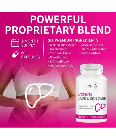 RUNICA 300 Milk Thistle 300mg Extract with Turmeric, Niacinamide & L-Glutathione, Liver Support Cleanse, Detox & Repair Supplement, Antioxidant Support for Women (30-Day Essentials Pack) - Buy Online on GoSupps.com