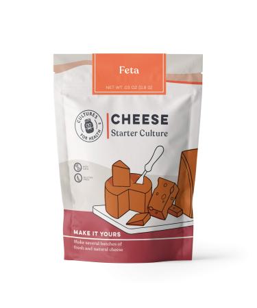 Cultures for Health Feta Cheese Starter Culture | Tangy, Delicious Homemade Feta Cheese | Mesophilic | No Maintenance, Non-GMO, Gluten-Free | Add Flavor To Your Salads, Soups, and Pastas | 4 Packets