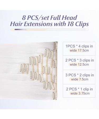 Elailite Synthetic Clip in Hair Extensions - 18 Clips 58cm Long 140g - Straight White Hairpiece for International Shipping - Buy Online on GoSupps.com