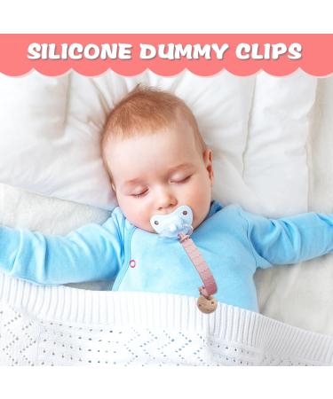 Silicone Dummy Clips Set - 3pcs Soother Chains for Baby | One-Piece Design Pacifier Holder | Fits Most Pacifiers | Pink for Boys and Girls - Buy Online on GoSupps.com