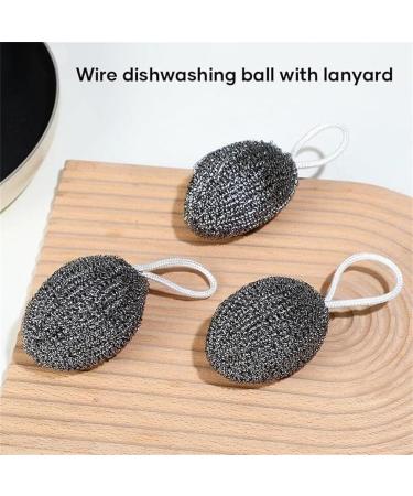 Melon Shape Stainless Steel Ball Scourer with Lanyard Lanyard Wire Balls Metal Scouring Pads Reusable Washing Up Sponge for Cleaning Dishes Pots Pans Grills (9pcs) - Buy Online on GoSupps.com