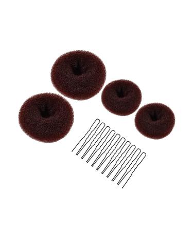 4 Pcs Hair Donut Hair Bun Maker Set with 10Pcs Hair Pins 2 Size Hair Bun Shaper Set Doughnut Hair Bun Donut for Chignon Bun Maker Hair Ring Style Accessories for Girls Kids(Brown)