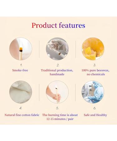 Rimiko 16-Piece Ear Candles Set Organic Beeswax Ear Wax Remover Non-Toxic Includes Protective Slices & Cotton Swabs + Free Detox Foot Pads - Buy Online on GoSupps.com