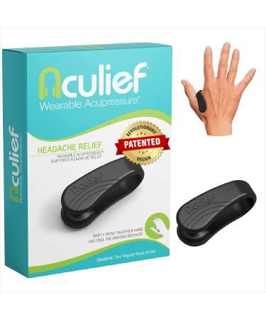 Aculief - Award Winning Natural Headache, Migraine, Tension Relief Wearable  Supporting Acupressure Relaxation, Stress Alleviation, Tension Relief and Headache Relief - 1 Pack (Regular, Black) Regular (Pack of 1) Black