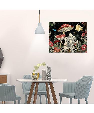 Mushroom Paint by Number Kit for Adults - DIY Acrylic Oil Set on Canvas Skeletons - 16x20Inch - Buy Online on GoSupps.com