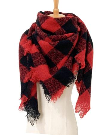 Elegant Hanxiulin Women's Warm Winter Cotton Triangle Scarf - Large Red Cashmere Wrap - Buy Online on GoSupps.com