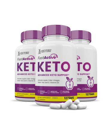 (3 Pack) Fast Active Keto ACV Pills 1275MG Keto Support Blend Alternative to Fastactive Keto ACV Gummies Formulated with Apple Cider Vinegar Extra Virgin Olive Oil Powder Green Tea Leaf 180 Capsules