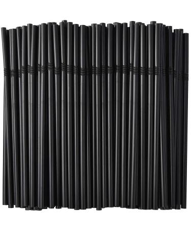 ALINK 500-Pack Black Flexible Drinking Straws Plastic Disposable Bendy Straws - 7.75