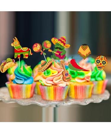36pcs Mexican Feliz Cumplea os Cactus Happy Birthday Cupcake Toppers Dessert Muffin Food Picks Taco Mexican Cinco De Mayo Theme Fiesta Chilli Sombrero Cupcake Party Supplies - Buy Online on GoSupps.com