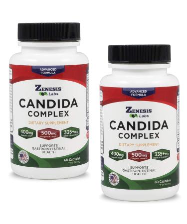 Zenesis Labs Candida Complex Cleanse Detox Caprylic Acid Supplement Oregano Extract Probiotics Enzymes (120 Capsules 60 Day Supply)