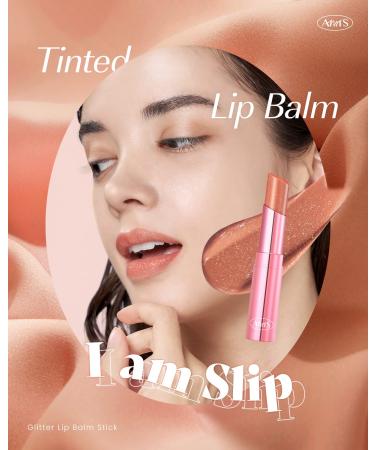 AMTS Tinted Lip Balm-Slip | Hydrating Glitter Lipstick | Pearl Shimmering Daily Lip Makeup for Dry, Cracked, Chapped Lips - Korean Beauty Moisture Lip Tint - Buy Online on GoSupps.com