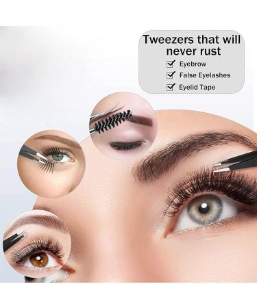 Womens Eyebrow Tweezers Set - 4Pcs Slant Pointed Precision Tweezers for Ingrown Hair Removal - Includes Curved Scissors and Brow Brush - Travel Case Included - Buy Online on GoSupps.com