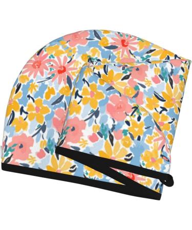 Hair Towel Wrap - Quick Drying Turban for Effortless Hair Care | Watercolor Wildflowers Design - International Shipping Available - Buy Online on GoSupps.com