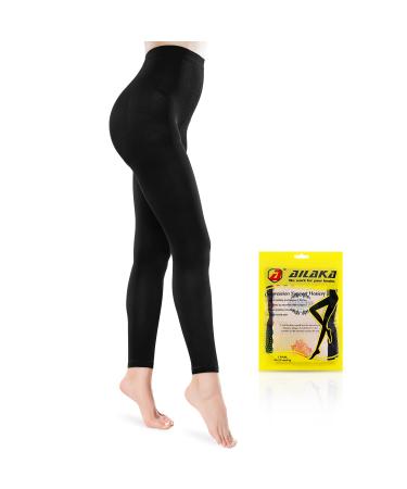 Ailaka Compression Pantyhose for Men Women Firm Graduated Support 20-30mmHg Medical Compression Tights High Waist Compression Stockings for Varicose Veins Edema Pregnant Flight X-Large (1 Pair) Black