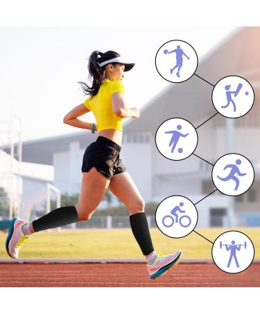 4Pcs Elastic Calf Compression Sleeves for Men & Women - Calf Support for Varicose Veins and Injuries (Black&Grey) - Buy Online on GoSupps.com