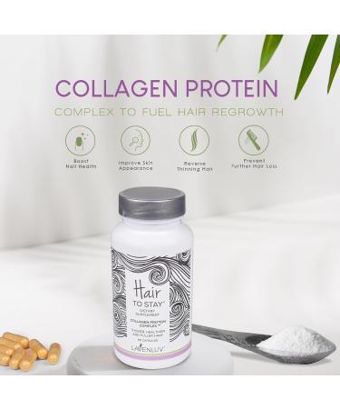 Hair to Stay - 60 Growth Pills - Collagen Peptides Capsules - Lavenluv - Thicker - Supplement - Biotin Vitamins - Growth - Loss Thinning - Buy Online on GoSupps.com
