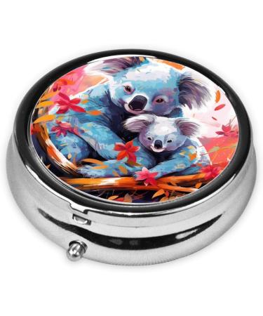 Two Cute Koalas Portable Metal Pill Box | Mini 3-Compartment Pill Organizer for Travel | Must-Have Travel Accessory - Buy Online on GoSupps.com