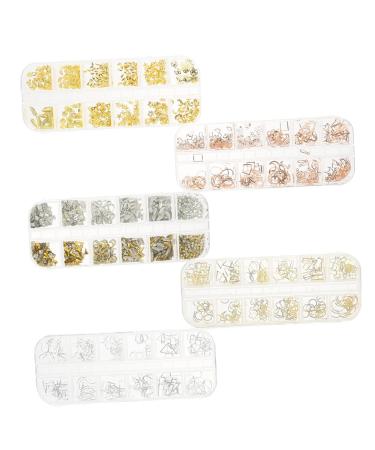 Ipetboom 5 Boxes Metal Nail Decoration 3d Nail Charms Manicure Decor Gemstones for Nails Manicure Charm 3d Nail Art Sticker Nail Gems Unique Nail Decor Nail Art Gems Decorations Pp Assorted