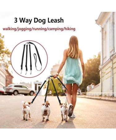 ASOCEA 3 Dog Leash 3 in 1 Multiple Dog Leash Detachable 360 Swivel with Soft Padded Handle for Walking and Traning Two or Three Dog Leash(Black) - Buy Online on GoSupps.com