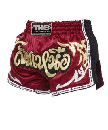 TOP KING Boxing Muay Thai Shorts Trunks Retro Style Retro Dark Red Medium