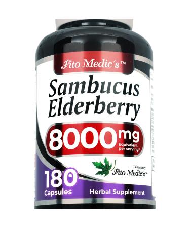 Lab - Elderberry - Sambucus Elderberry 8000 mg 180 Capsules - Elderberry Capsules - Black Elderberry - Immune Support Supplement- Vitamins for Women and Men Ultra high Absorption