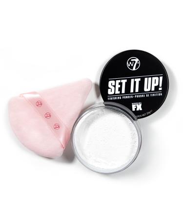 W7 Set It Up! Poudre Libre Fixante & Houpette Pr cision Poudre Translucide Ultra L g re & Puff Doux pour un Fini Mat Flawless Application Facile & Sans Traces pour Tous les Fans de Makeup