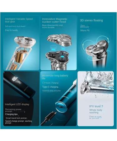 Buy RS901 Sky Blue Electric Shaver - Portable Rechargeable & Washable | Men's Beard Shaver with Leather Bag - International Shipping Available - Buy Online on GoSupps.com