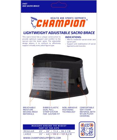 Buy Champion Sacro Brace - Lightweight Low-Back Abdominal Support Black Large | International Shipping Available - Buy Online on GoSupps.com