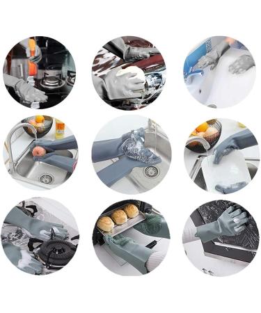 BUSOTH Silicone Dishwashing Gloves Scrubbing Scrubber Cleaning Dishwashing Sponge Gloves Dishwashing Gloves 4 - Buy Online on GoSupps.com