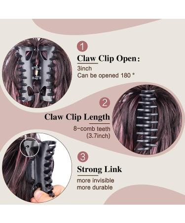 Colorful Panda Claw Clip Ponytail Extension 10 Inch - Ombre Pink Messy Bun Scrunchie Hair Accessory for Women and Girls - Buy Online on GoSupps.com