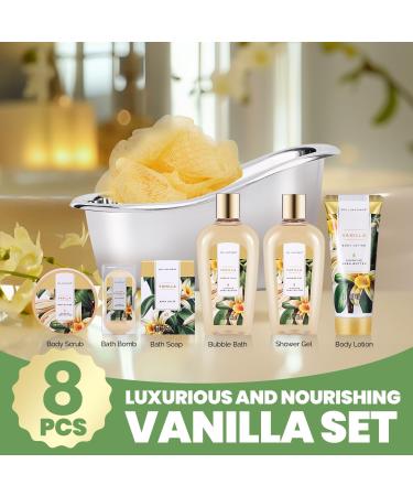 Spa Luxetique Spa Gift Set for Women Vanilla Fragrance Luxurious 8pc Gift Baskets for Women Cute Bath Tub Holder Gifts for Women - Birthday & Christmas Gift Set for Women Includes Shower Gel Bubble Bath Body Butter & More. Holiday Gift Idea Charming Vanil - Buy Online on GoSupps.com