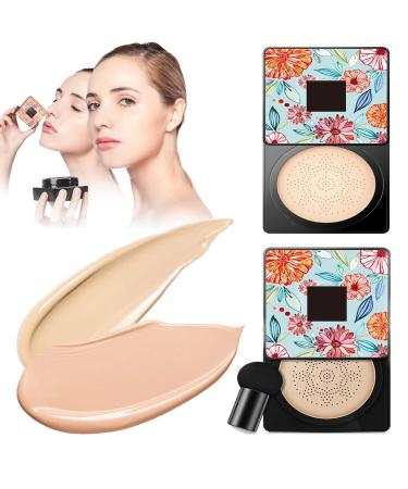 Ushiny Beauty Cream Lasuify Mushroom Head Air Cushion Cc Cream Ushiny Cc Makeup Cc Cream Foundation Lasuify Concealer Air Cushion Cc Cream Mushroom Head (Natural+Ivory White)