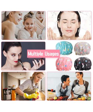 Waterproof Shower Hood for Women - 4 Piece Reusable Elastic Bath Cap Set | Large Double Layer Caps for Long Hair & Spa - Buy Online on GoSupps.com