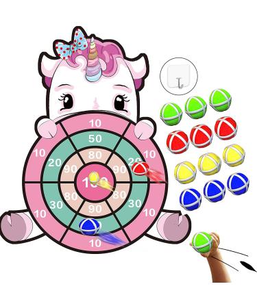 Unicorn Toys for 3-12 Year Old, 25Large Dart Board Kids Outdoor Toys Games with 12 Sticky Balls for 4-8,Unicorns Gifts for Girls Birthday Gift Age 4-10, Toys for 3 4 5 6 7 8 Year Old Girls Toy Unicorn Dart Board