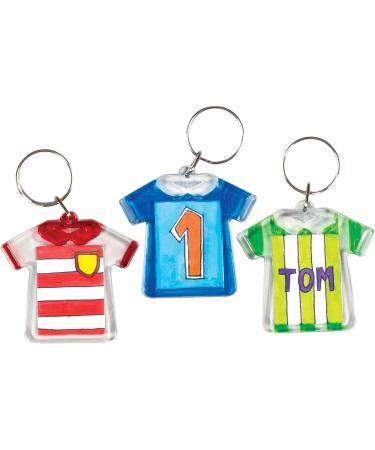 Baker Ross ET1242 Jersey Keyrings - DIY Craft Projects Pack of 6 | White 5 cm | International Shipping Available - Buy Online on GoSupps.com