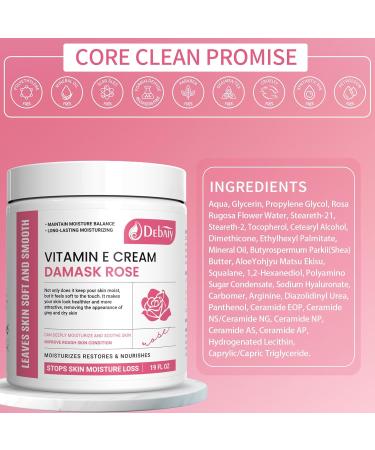 Damascus Rose Vitamin E Hydration Cream - Gentle Face & Body Moisturizer (19FL.OZ) - Best Hydrating Cream for All Skin Types - Buy Online on GoSupps.com