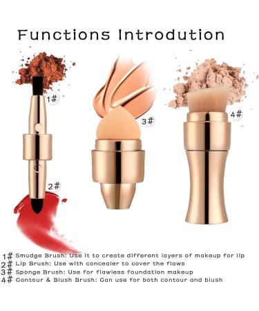 ZJchao Mini Face Makeup Brush 4 in 1 Makeup Brushes Tools Face Makeup Brush Soft Hair Portable Elastic Sponge Head Eyeshadow Lip Powder Travel Buffing Stippling Makeup Tools for Home Use - Buy Online on GoSupps.com