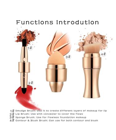 4 in 1 Makeup Brush Set - Soft Concealer & Eyeshadow Brush with Elastic Sponge Head for Travel | International Shipping Available - Buy Online on GoSupps.com