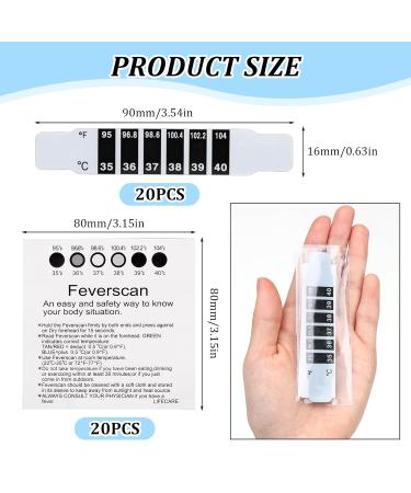 20 PCS Forehead Thermometer Indicator Strip Liquid Crystal Display Safe Non-Toxic Easy to Use Suitable for Baby Kids and Elderly Ideal Select for Home Travel or The Workplace - Buy Online on GoSupps.com