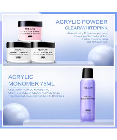 Morovan Acrylic Nail Kit with Drill - Professional Set for Beginners - Glitter Powders, Brush, Forms - DIY Nail Art Extension - Buy Online on GoSupps.com