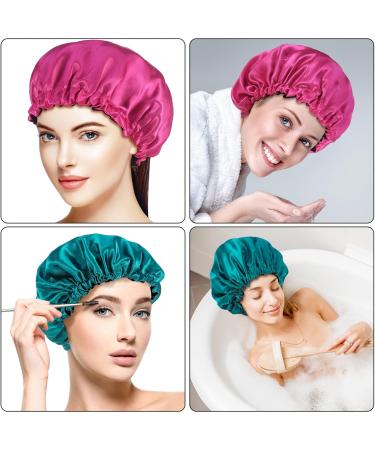 Fuyamp 2 Packs Satin Sleep Cap Adjustable Silky Sleep Bonnet for Women Long Curly Hair Double-Sided Waterproof Satin Hair Cap Extra Large Sleep Satin Bonnet for Women Girls Sleeping Lake Green+Rose Red - Buy Online on GoSupps.com