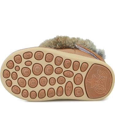 MINBEI Toddler Girls Soft Leather Waterproof Snow Boots - Pink/White/Rose Gold/Brown - Size 5.5 UK Child - Buy Online on GoSupps.com