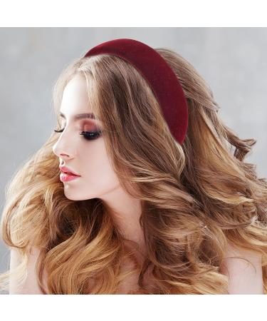 Velvet Wide Headbands for Women - Set of 4 Soft No Slip Headbands in Black, Red, Brown, Green - Thin Hair Accessories - Perfect Christmas Gift for Women and Girls - Buy Online on GoSupps.com