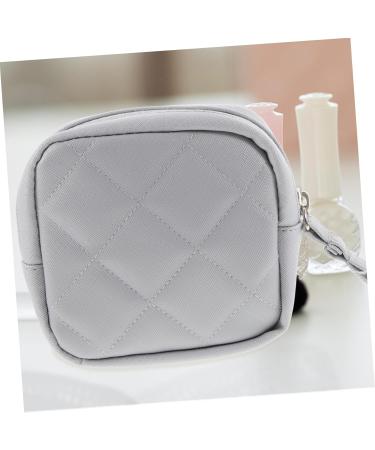 Iwowhero Leather Cosmetics Bag | Zip Organizer & Storage for Women | PU Gray Mini Accessory 13x13cm - Buy Online on GoSupps.com